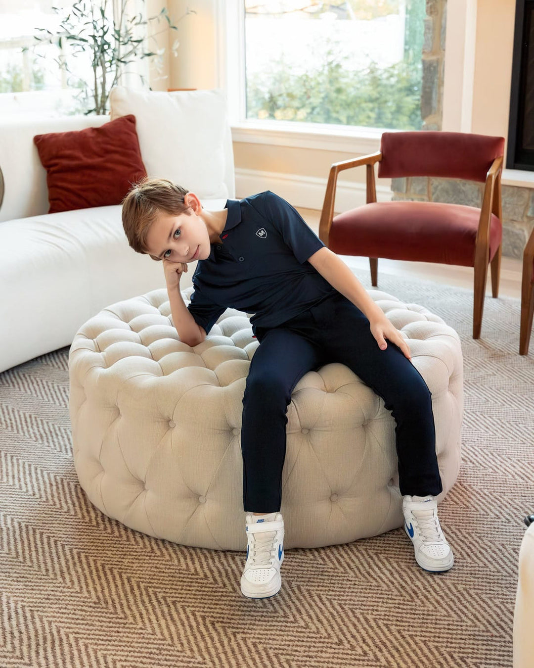 MEMOI NIÑO POLO SHORT SLEEVE MIDNIGHT NAVY