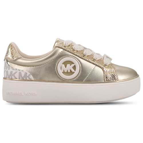 MICHAEL KORS NIÑA ZAPATILLA JORDANA FINN PALE GOLD CRACKLED METALLIC/VANILLA MONOGRAM