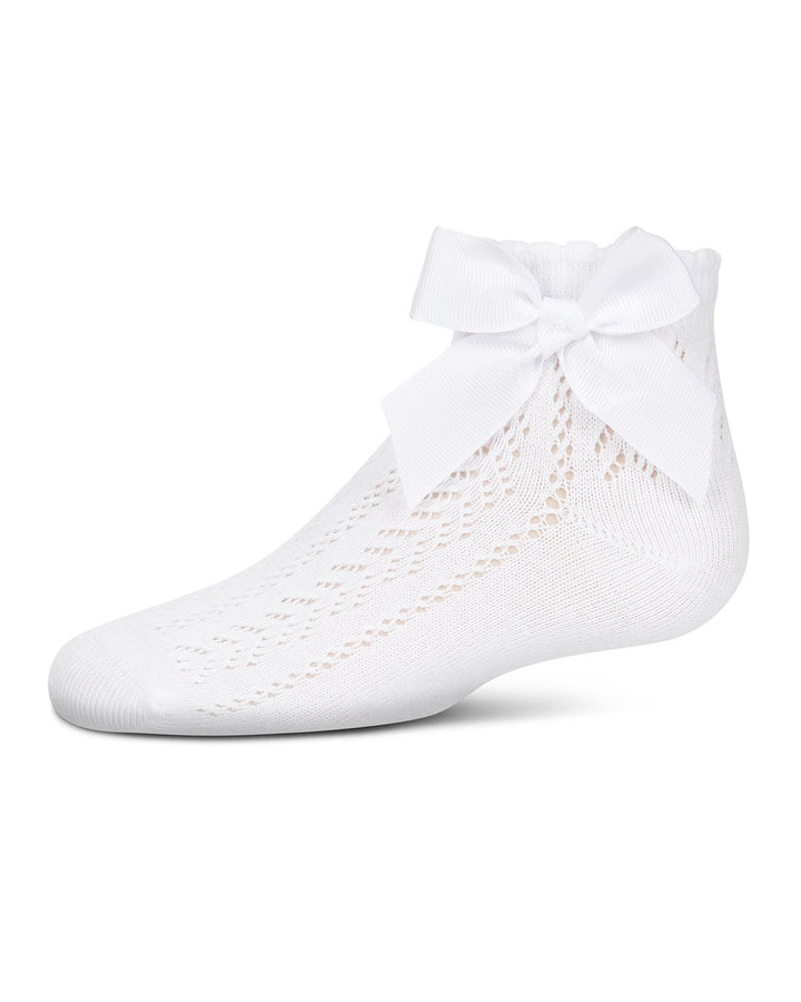 MEMOI NIÑA MEDIAS OPENWORK BOW ANKLET WHITE