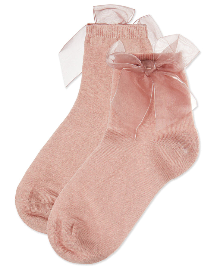 MEMOI NIÑA MEDIAS TULLE BOW ANKLET BLUSH