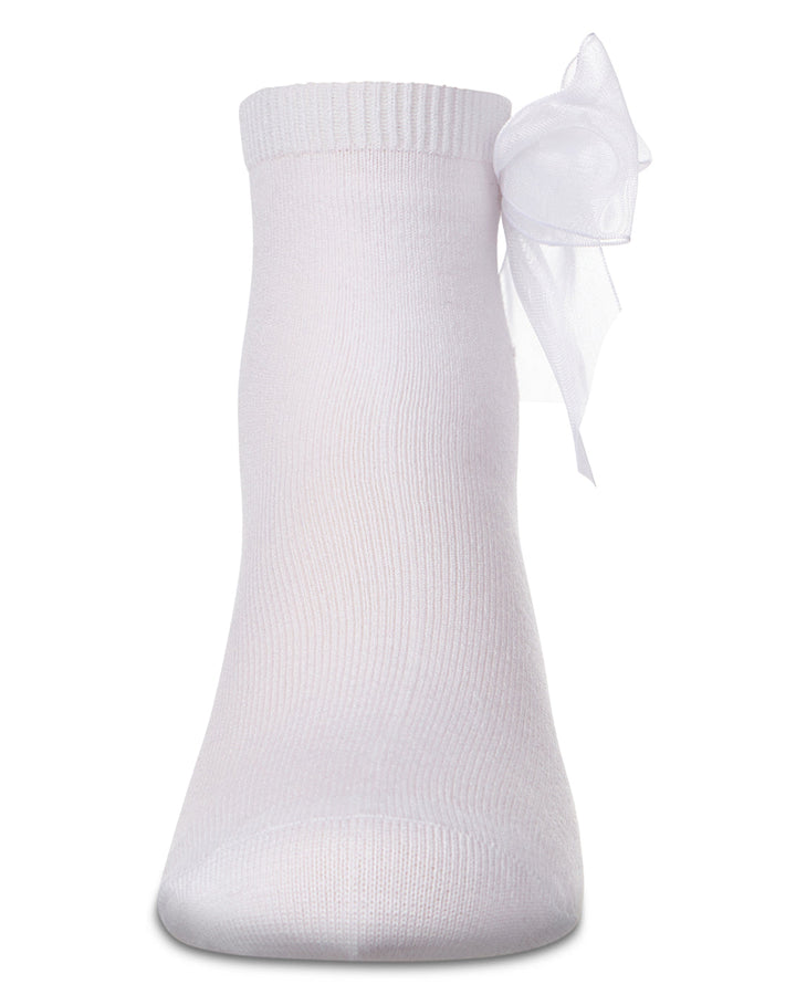MEMOI NIÑA MEDIAS TULLE BOW ANKLET WHITE