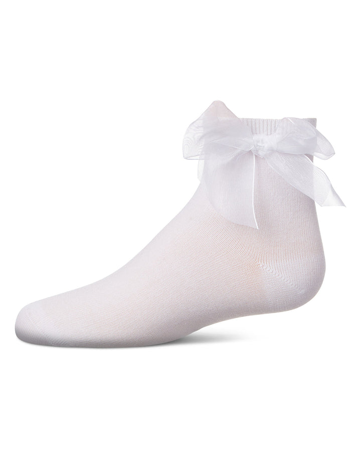 MEMOI NIÑA MEDIAS TULLE BOW ANKLET WHITE