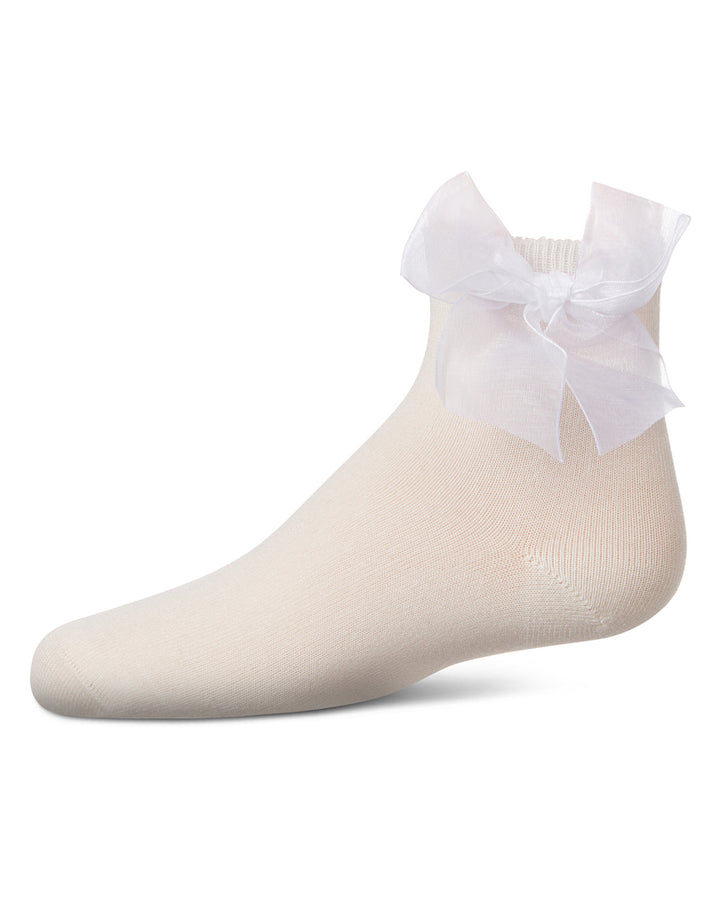 MEMOI NIÑA MEDIAS TULLE BOW ANKLET WINTER WHITE