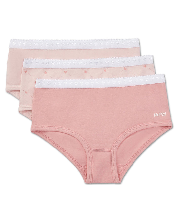 MEMOI NIÑA PANTY DIAMOND HEART 3 PAIR PINK MULTI