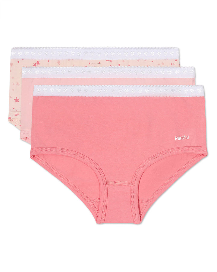 MEMOI NIÑA PANTY STARRY 3 PAIR PINK MULTI