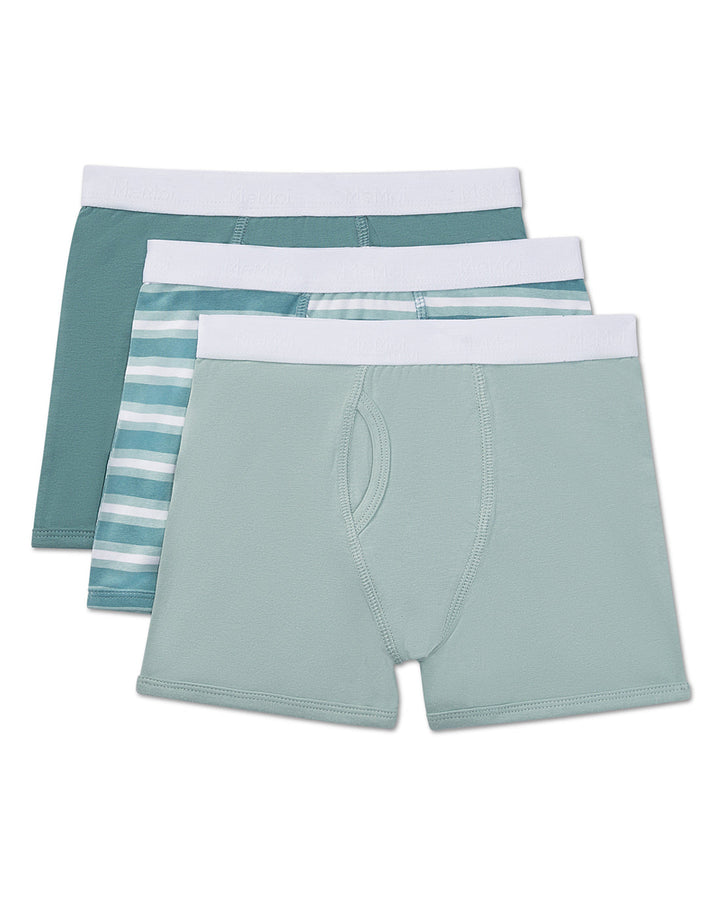 MEMOI NIÑO BOXER STRIPES 3 PAIR GREEN MULTI