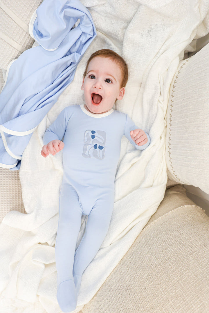 MANIERE BEBE NIÑO PIJAMA PUFF PAINT FLOWER PALE BLUE