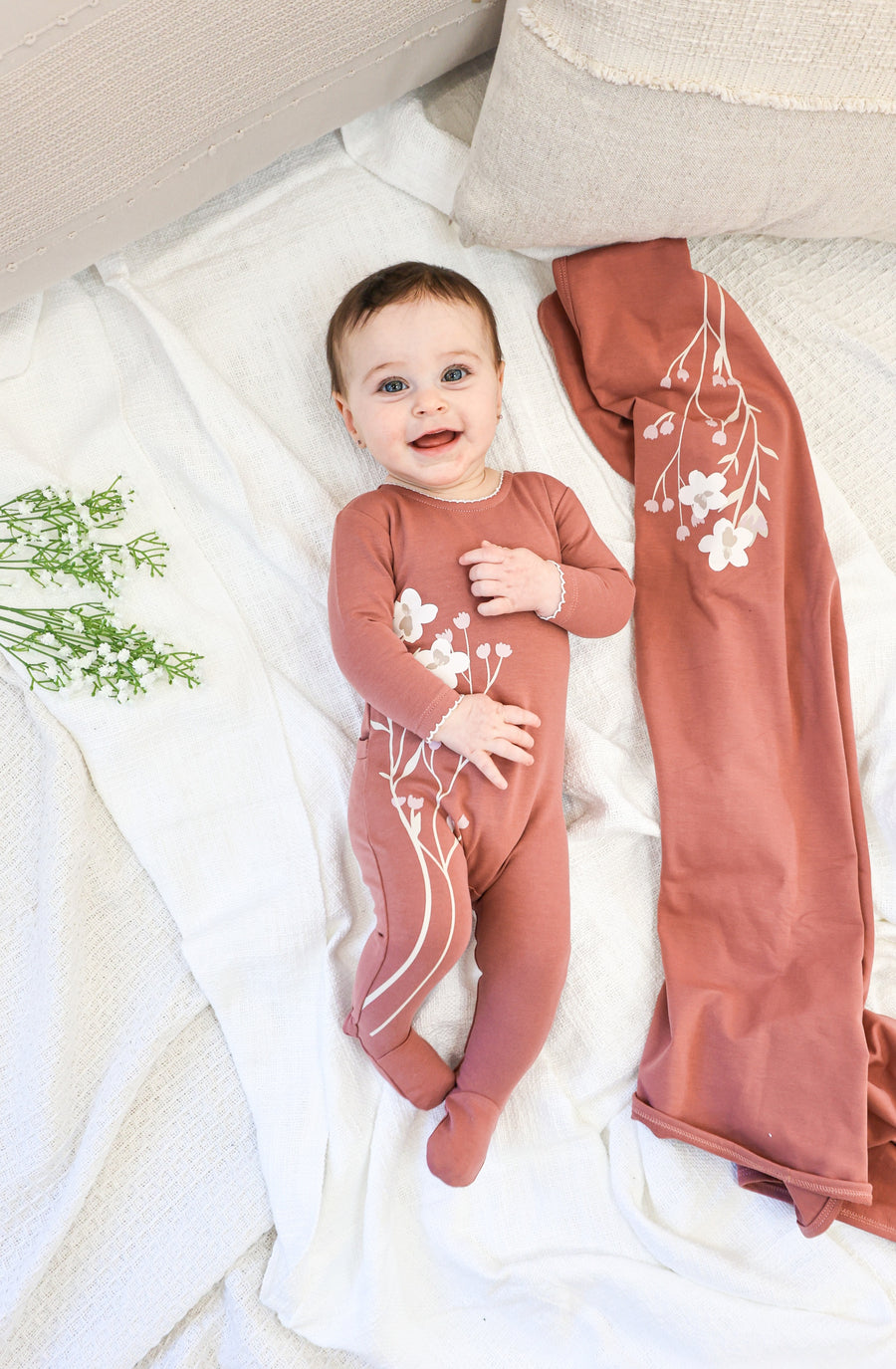 MANIERE BEBE NIÑA PIJAMA BLOOMING BOUQUET RUST