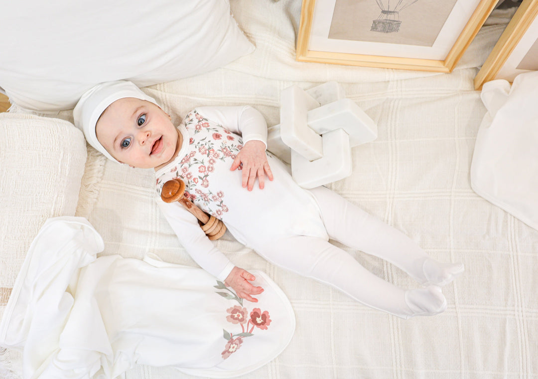 MANIERE BEBE NIÑA PIJAMA ASSYMETRICAL FLORAL IVORY