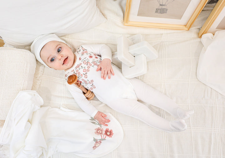 MANIERE BEBE NIÑA PIJAMA ASSYMETRICAL FLORAL IVORY