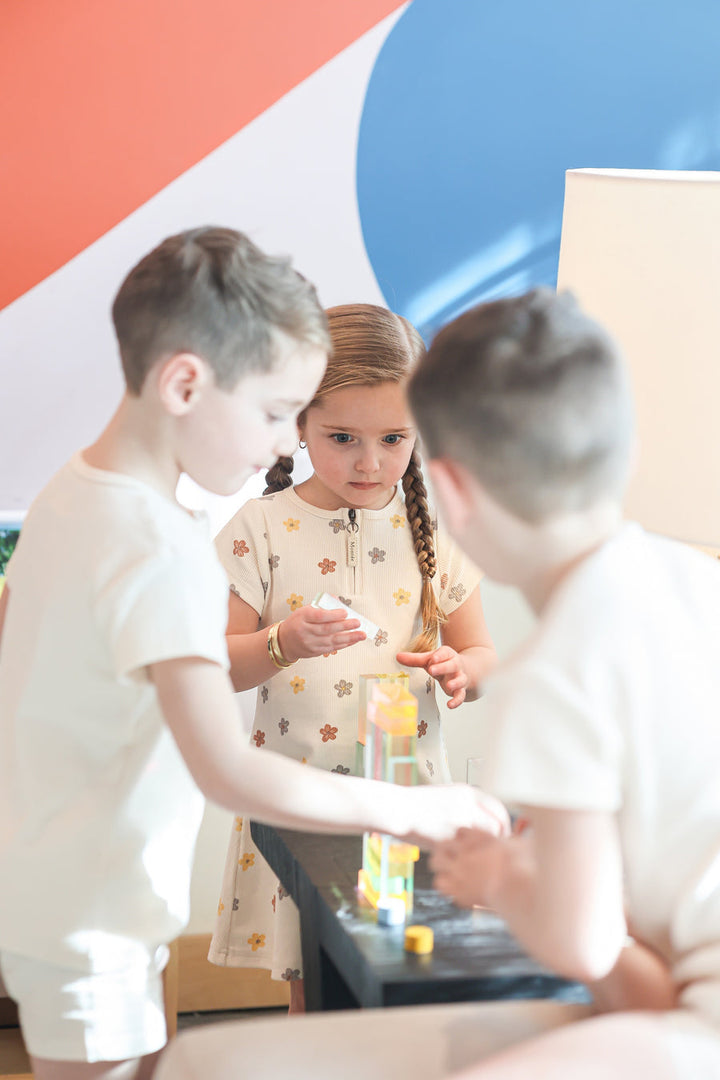 MANIERE NIÑA VESTIDO FLORAL RIBBED SHORT SLEEVE BEIGE