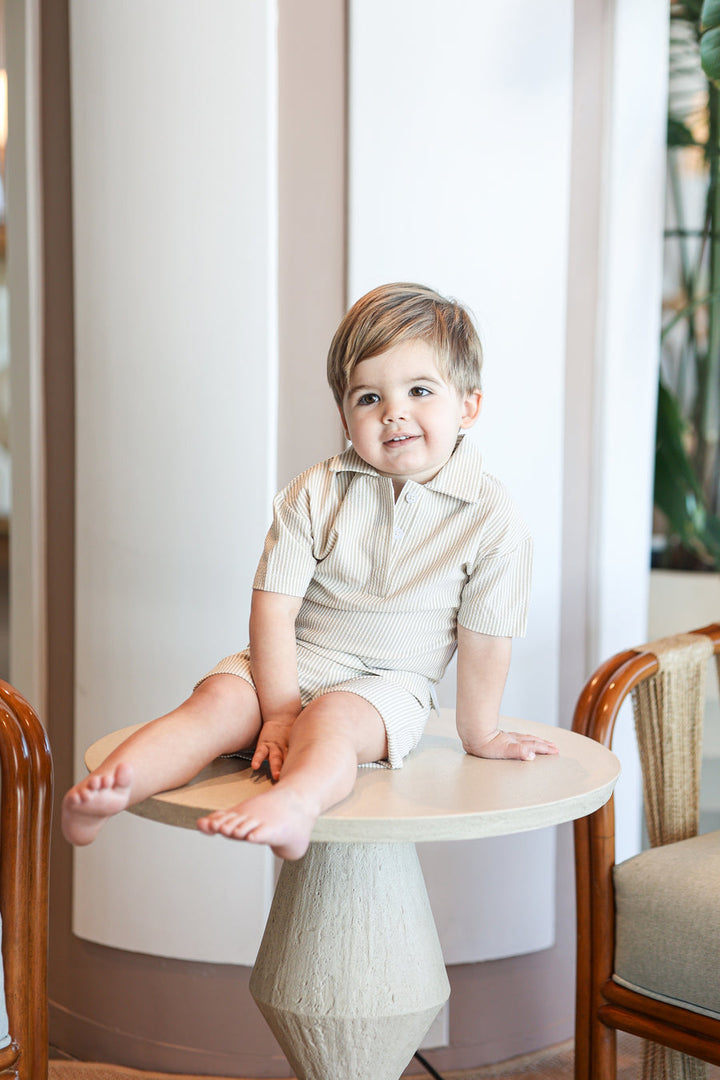 MANIERE NIÑO CONJ. DE SHORT SEERSUCKER TAN