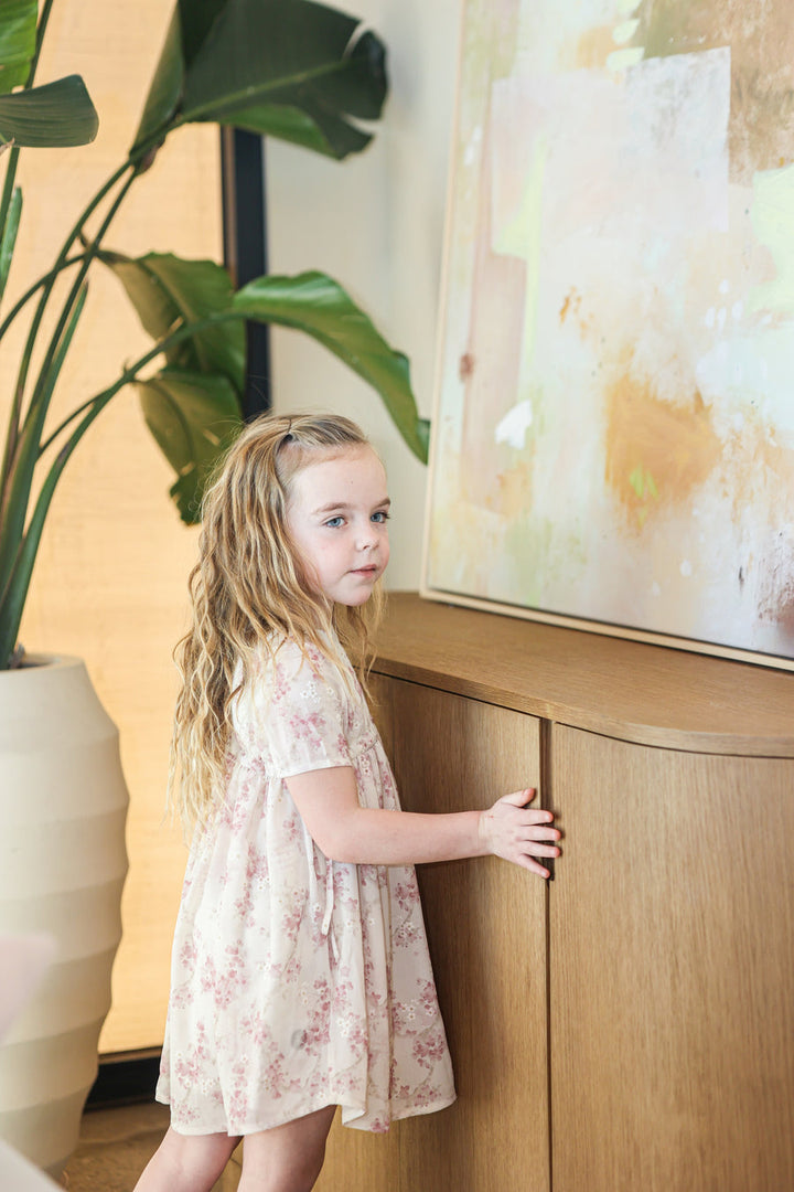 MANIERE NIÑA VESTIDO RIBBON TIE SHORT SLEEVE PINK ROSE