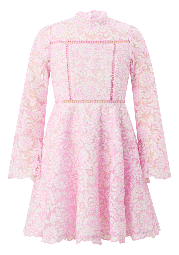 Marlo Vestido Primrose Bordado Mini Rosado para Niña