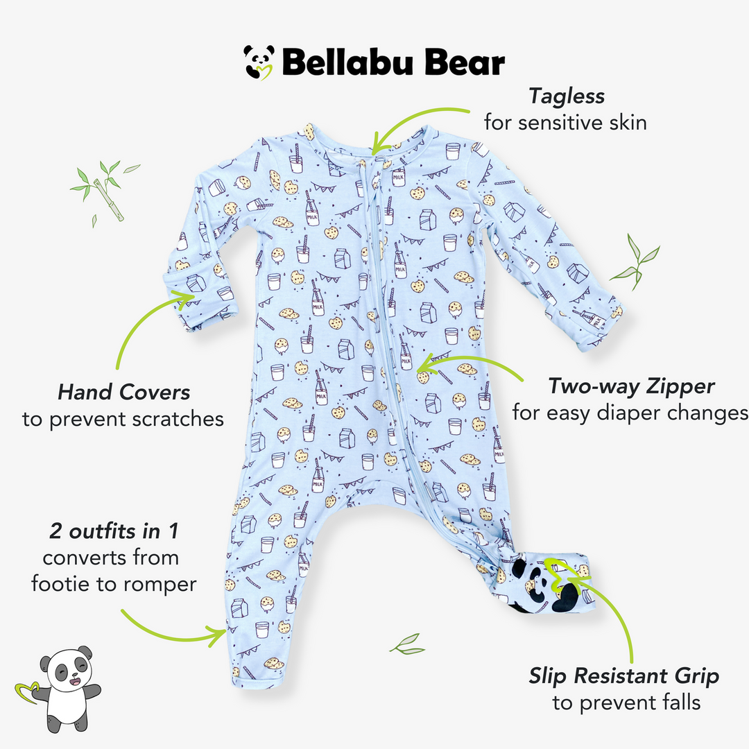 BELLABU BEAR NIÑO PIJAMA MILK & COOKIES BLUE BAMBOO