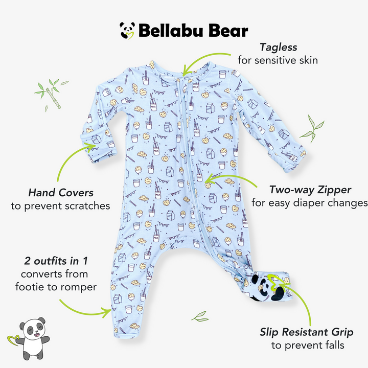 BELLABU BEAR NIÑO PIJAMA MILK & COOKIES BLUE BAMBOO