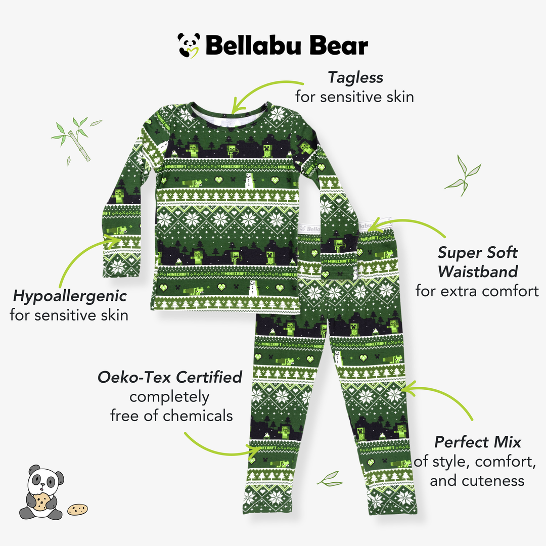 BELLABU BEAR NIÑO PIJAMA MINECRAFT CREEPER HOLIDAY BAMBOO