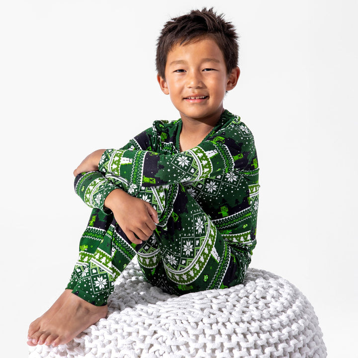 BELLABU BEAR NIÑO PIJAMA MINECRAFT CREEPER HOLIDAY BAMBOO