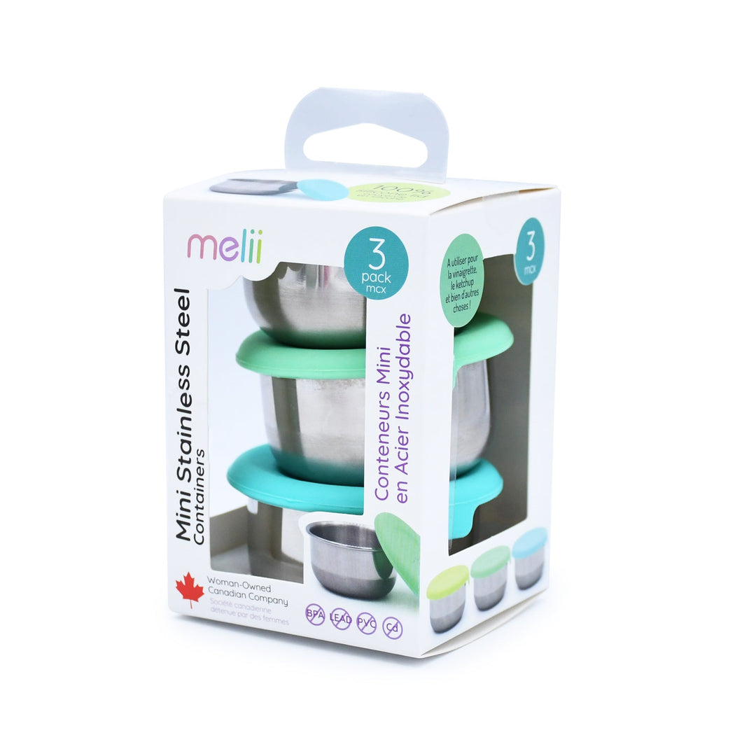 MELII MINI VASIJA DE SILICONE AND STAINLESS STEEL 3PCS BLUE/LIME/MINT