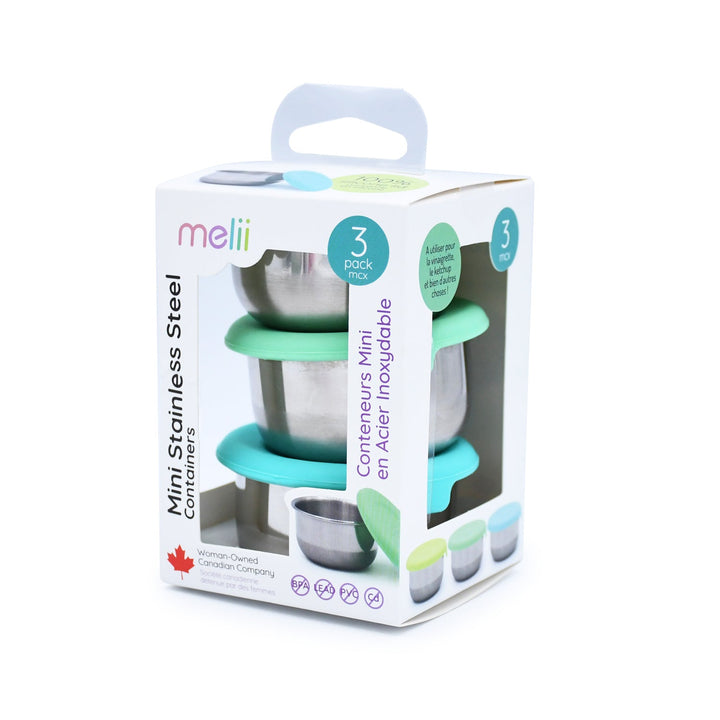MELII MINI VASIJA DE SILICONE AND STAINLESS STEEL 3PCS BLUE/LIME/MINT