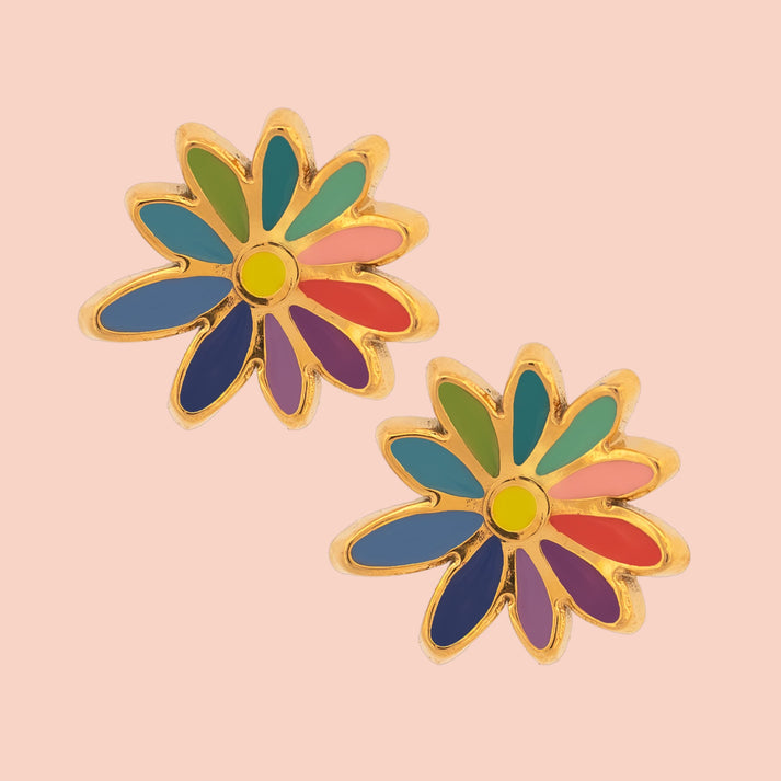 OH CLEMENTINE DAISY EARRINGS RAINBOW/SCREW BACK