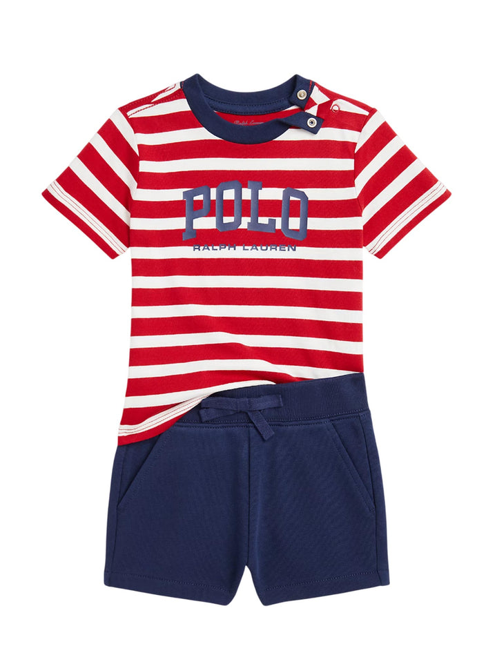 RALPH LAUREN BEBE NIÑO CONJ. DE SHORT RED/PAPER WHITE/NAVY