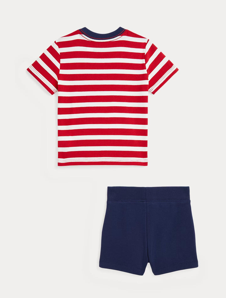 RALPH LAUREN BEBE NIÑO CONJ. DE SHORT RED/PAPER WHITE/NAVY