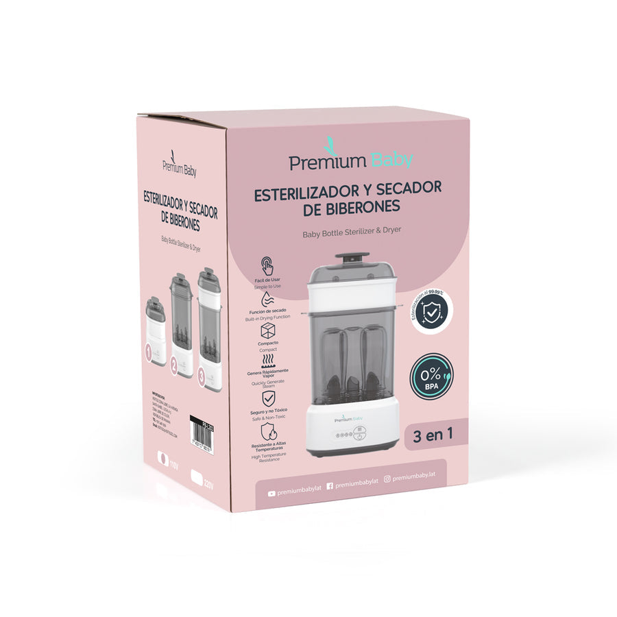 Premium Baby Esterilizador Electrico a Vapor 3 en 1 de Biberones