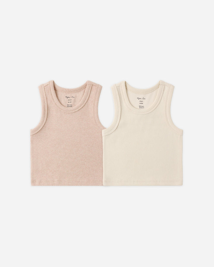 RYLEE & CRU NIÑA TSHIRT RIBBED HEATHERED SHELL BLUSH