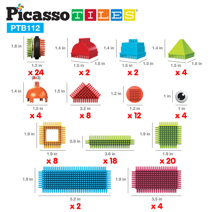 PICASSO TILES HEDGEHOG BUILDING BLOCKS BUILDING SET DE 112 PIEZAS - BRISTLE BLOCK SET