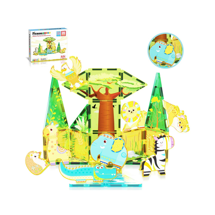 PICASSO TILES SAFARI EXPLORER MAGNETIC TILE BUILDING BLOCKS PLAYSET