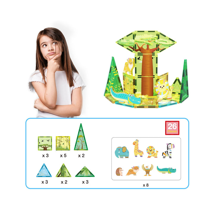 PICASSO TILES SAFARI EXPLORER MAGNETIC TILE BUILDING BLOCKS PLAYSET