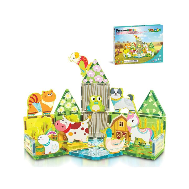 PICASSO TILES GRANJA CON FIGURAS DE ACCIÓN DE ANIMALES 8PCS