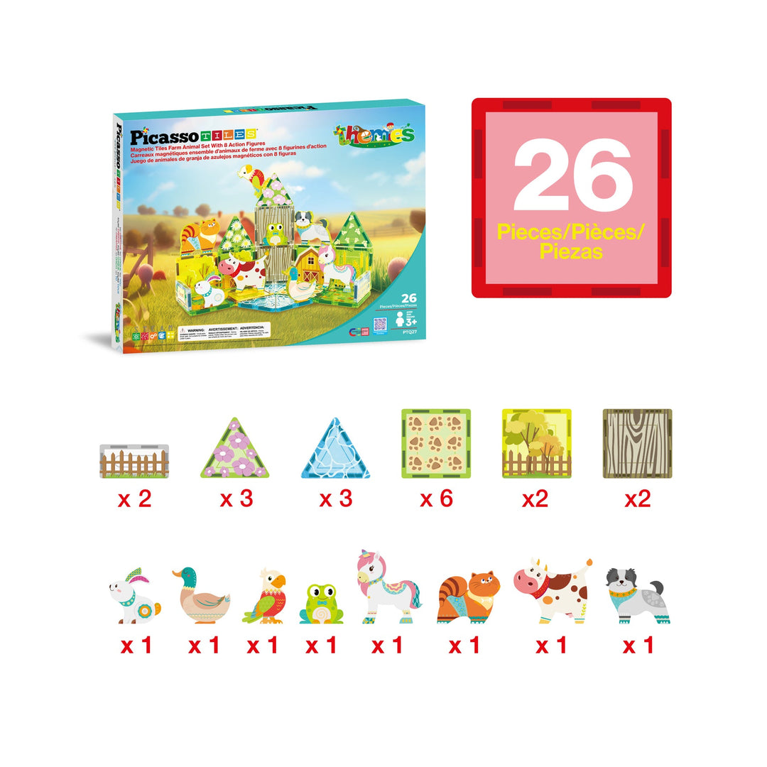 PICASSO TILES GRANJA CON FIGURAS DE ACCIÓN DE ANIMALES 8PCS