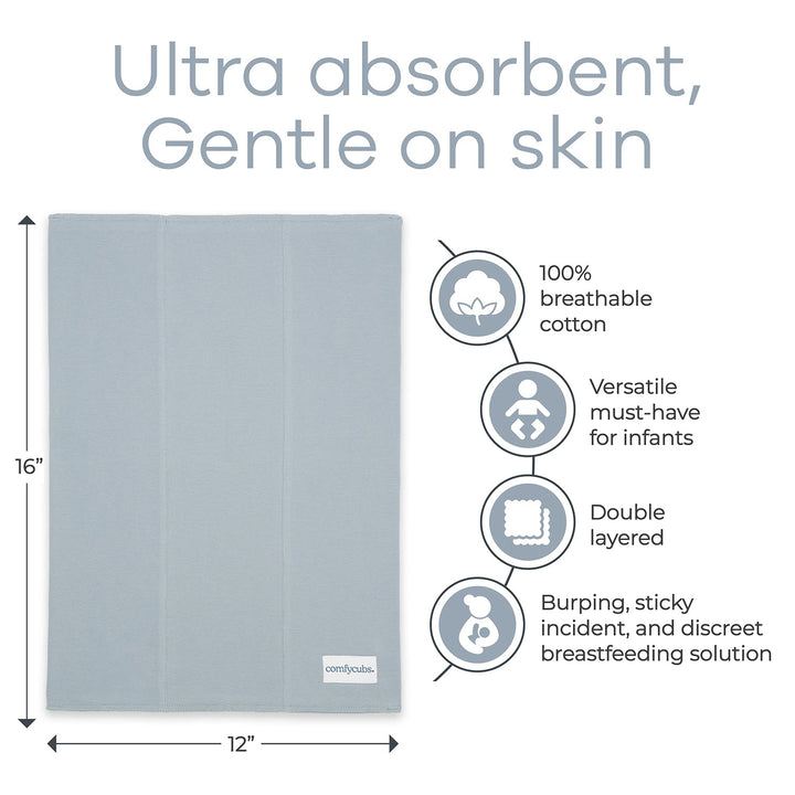 COMFY CUBS BEBE NIÑO SACAGASES COTTON PACIFIC BLUE 6PK