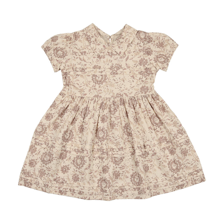 MANIERE NIÑA VESTIDO PLEATED GARDEN FLORAL SAND