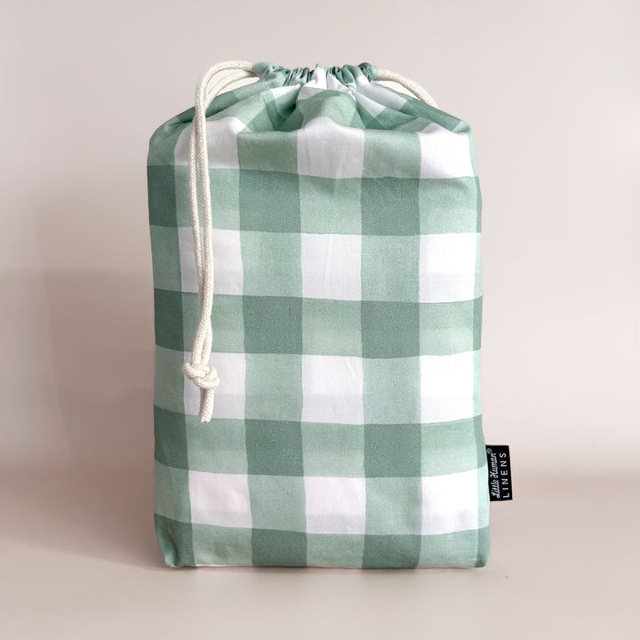LITTLE HUMAN FORRO DE CUNA WATERPROOF GREEN GINGHAM