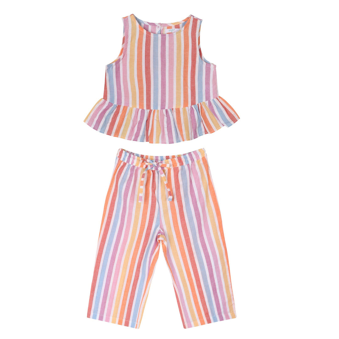 Piglo Conjunto Top Amarrado y Pantalón Arcoíris para Niña
