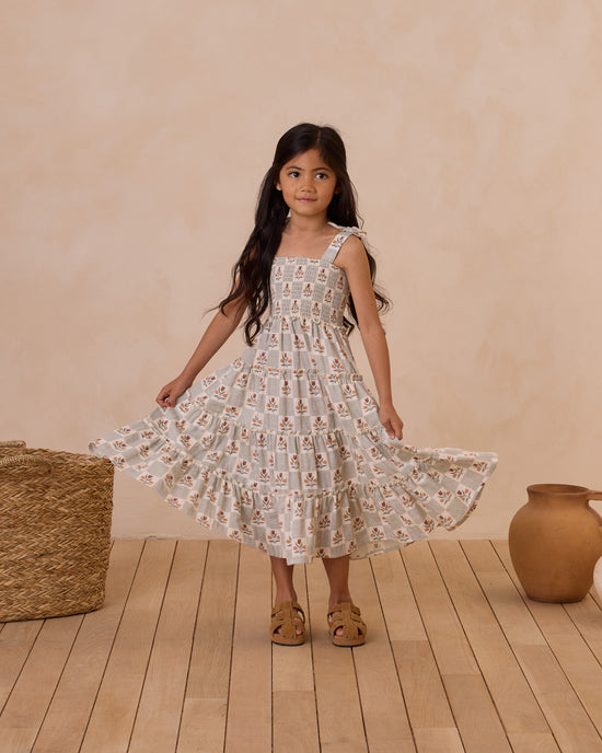 RYLEE & CRU NIÑA VESTIDO TAYLOR GARDEN GRID IVORY