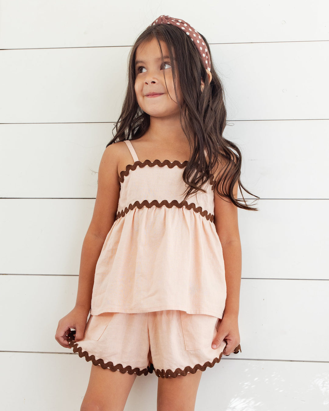 RYLEE & CRU NIÑA CONJ. DE SHORT RIC RAC BLUSH