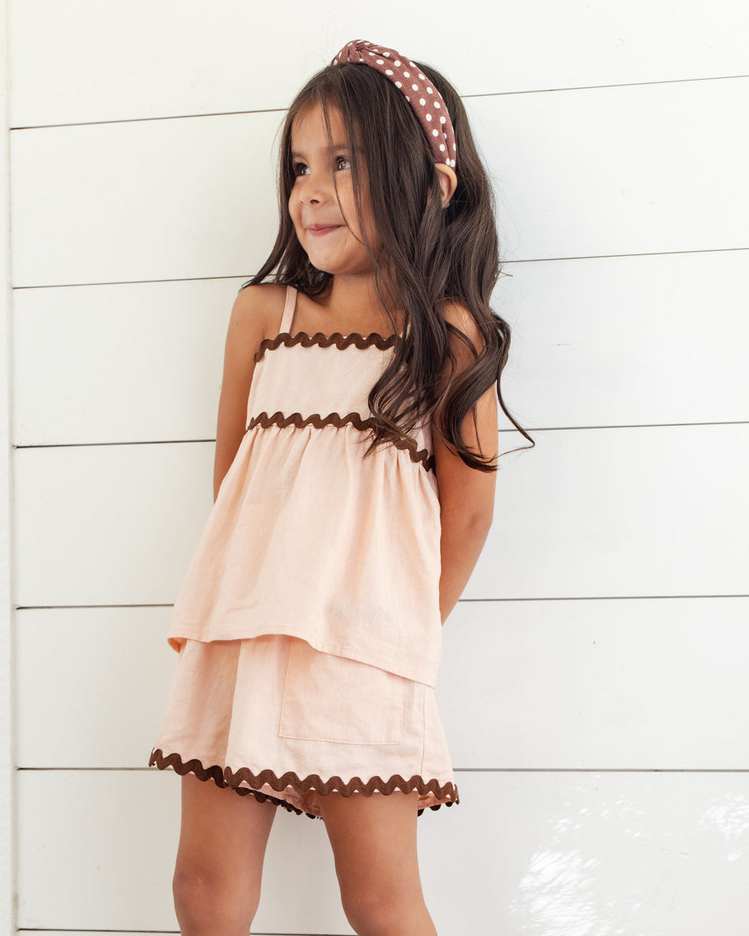 RYLEE & CRU NIÑA CONJ. DE SHORT RIC RAC BLUSH