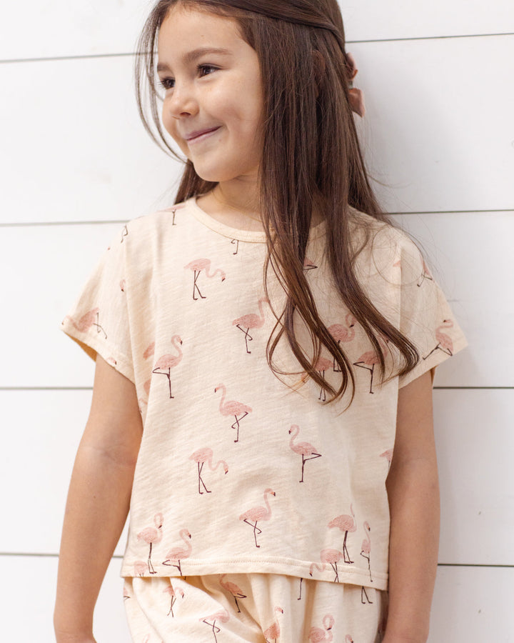 RYLEE & CRU NIÑA CONJ. DE SHORT RAEGAN FLAMINGO SHELL