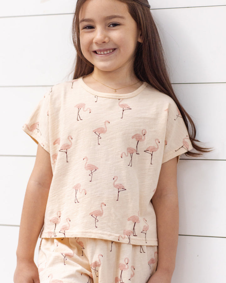 RYLEE & CRU NIÑA CONJ. DE SHORT RAEGAN FLAMINGO SHELL