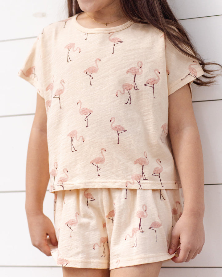 RYLEE & CRU NIÑA CONJ. DE SHORT RAEGAN FLAMINGO SHELL