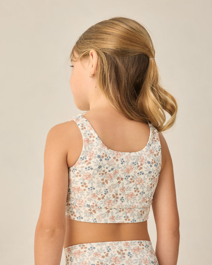 RYLEE & CRU NIÑA TOP SWIFT SPORTS FLOWER FIELD IVORY
