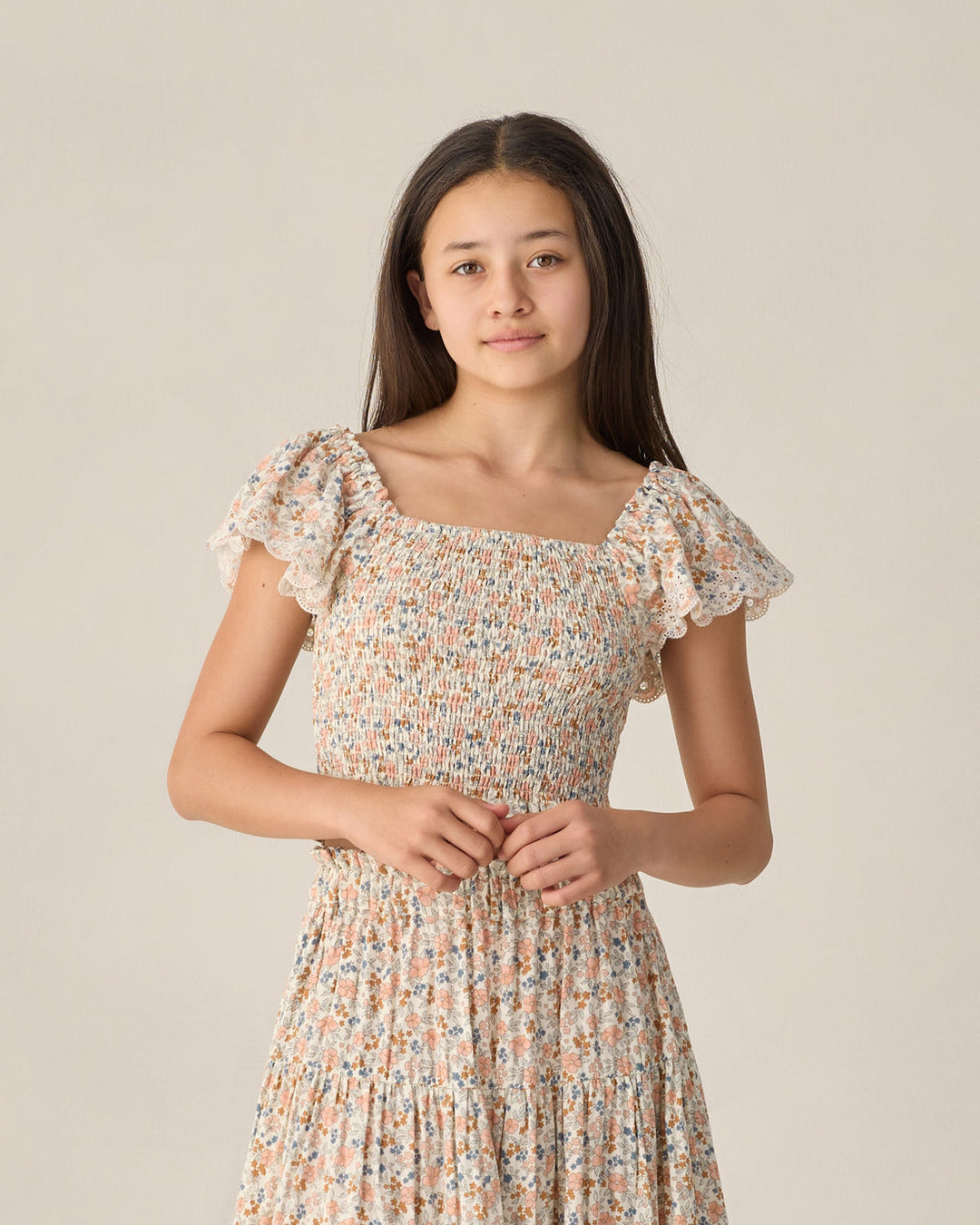 RYLEE & CRU NIÑA TSHIRT ZAYLA FLOWER FIELDS IVORY