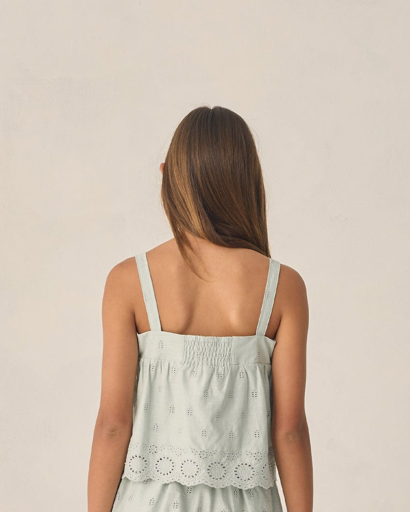 RYLEE & CRU NIÑA TSHIRT EYELET SWING SEAFOAM