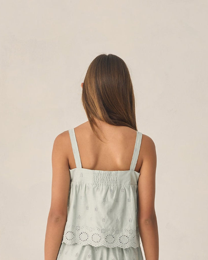 RYLEE & CRU NIÑA TSHIRT EYELET SWING SEAFOAM