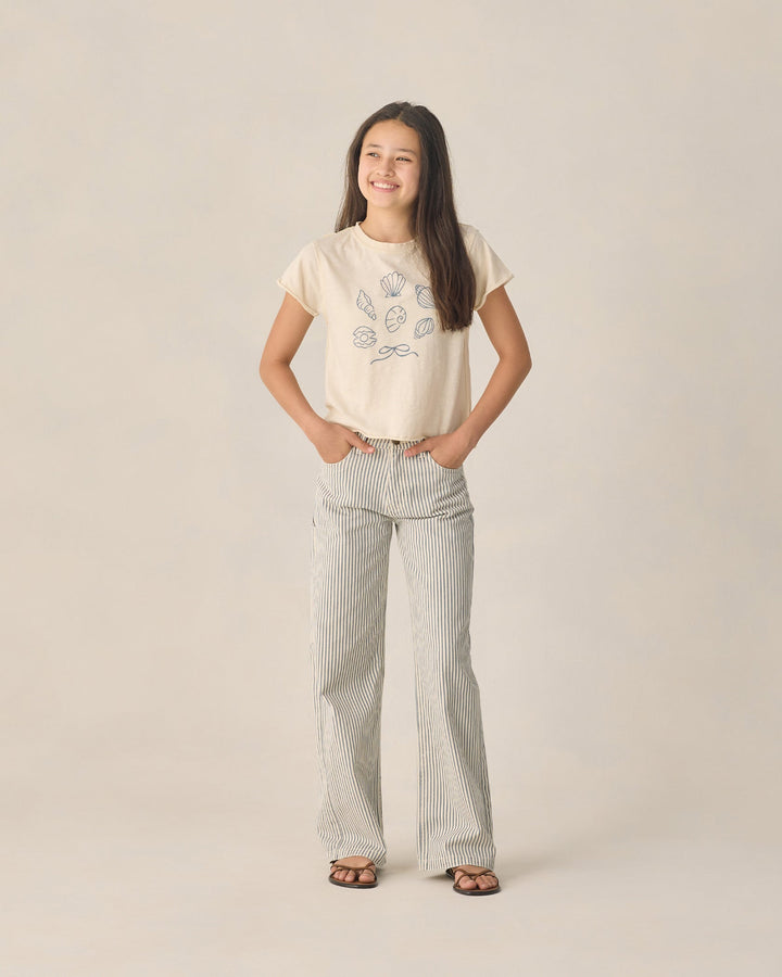 RYLEE & CRU NIÑA PANTALON BAGGY WIDE RAILROAD STRIPE NATURAL