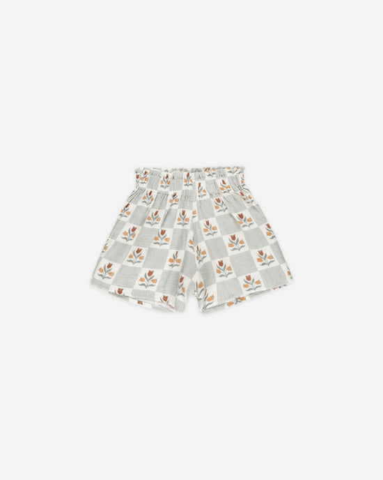 RYLEE & CRU NIÑA SHORT REMI GARDEN GRID IVORY